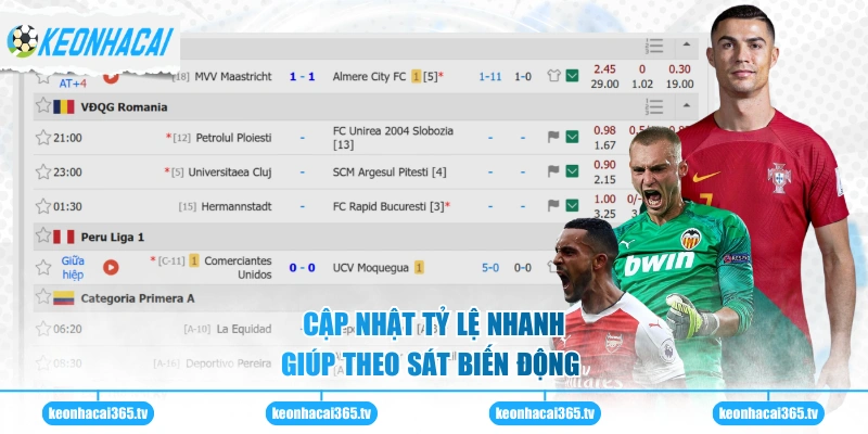 Cập nhật tỷ lệ nhanh giúp theo sát biến động 