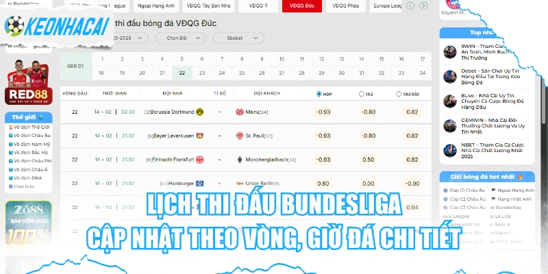 Lịch Thi Đấu Bundesliga Cập Nhật Theo Vòng, Giờ Đá Chi Tiết